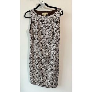 800. Michael Kors Women's Size 8 Brown & White Print Sleeveless Dress